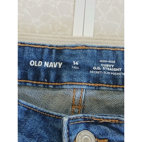 Old Navy Women’s Jeans 14 Tall High Rise Curvy O.G Straight Button Fly - Picture 16 of 16